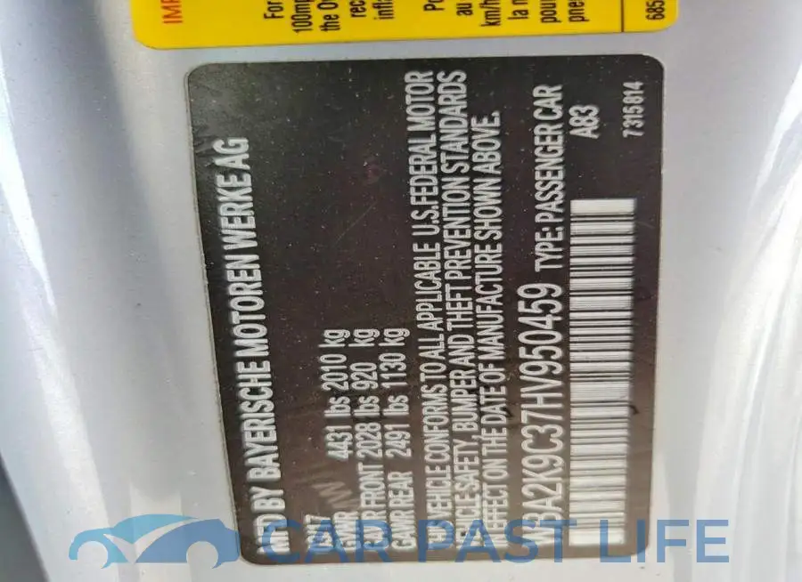 WBA2K9C37HV950459# 13