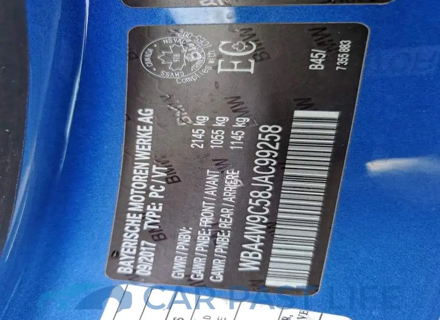 WBA4W9C58JAC99258# 12