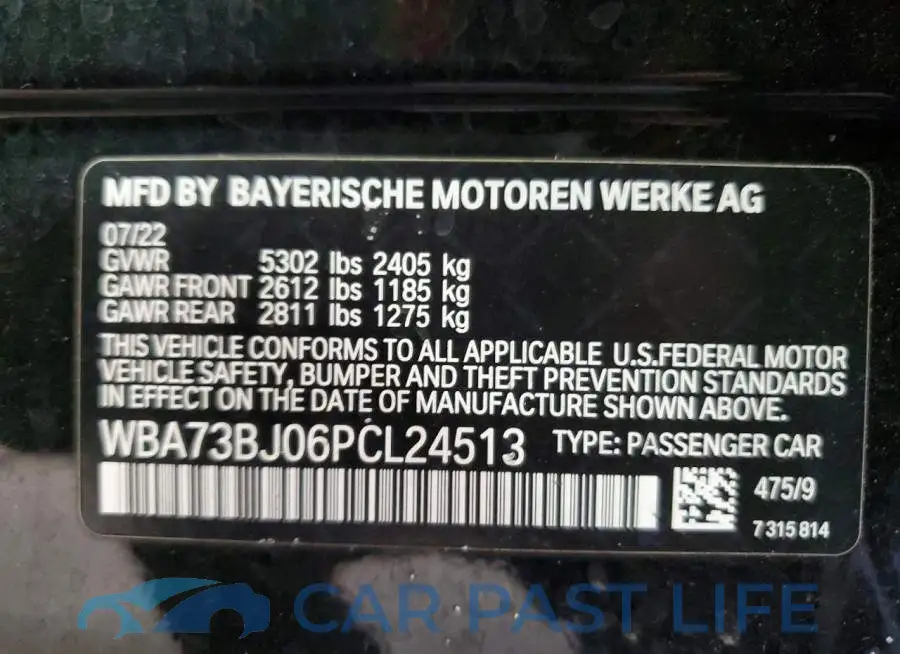WBA73BJ06PCL24513# 12