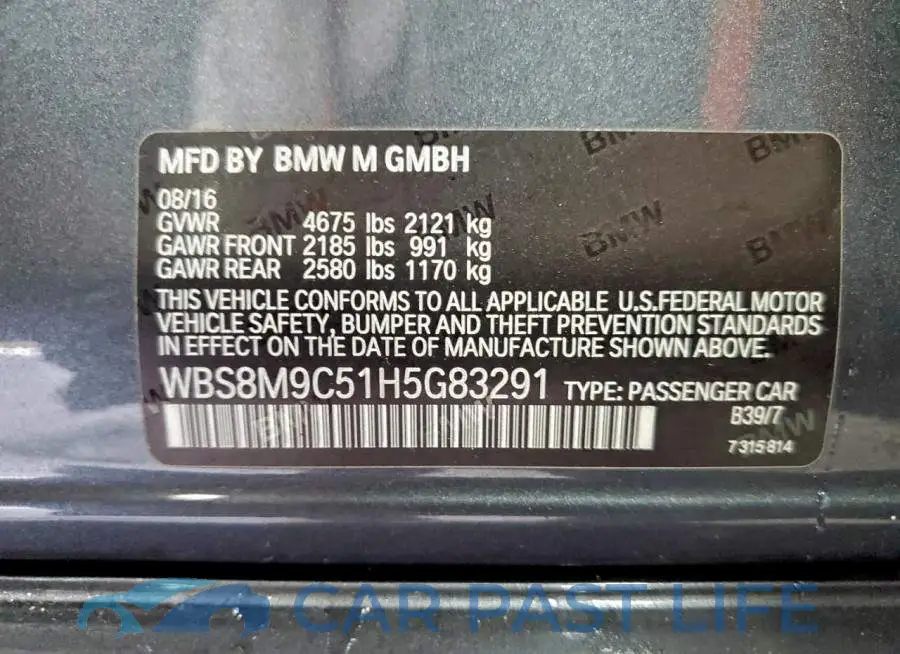 WBS8M9C51H5G83291# 12