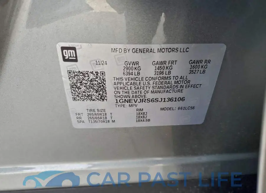 1GNEVJRS6SJ136106# 12