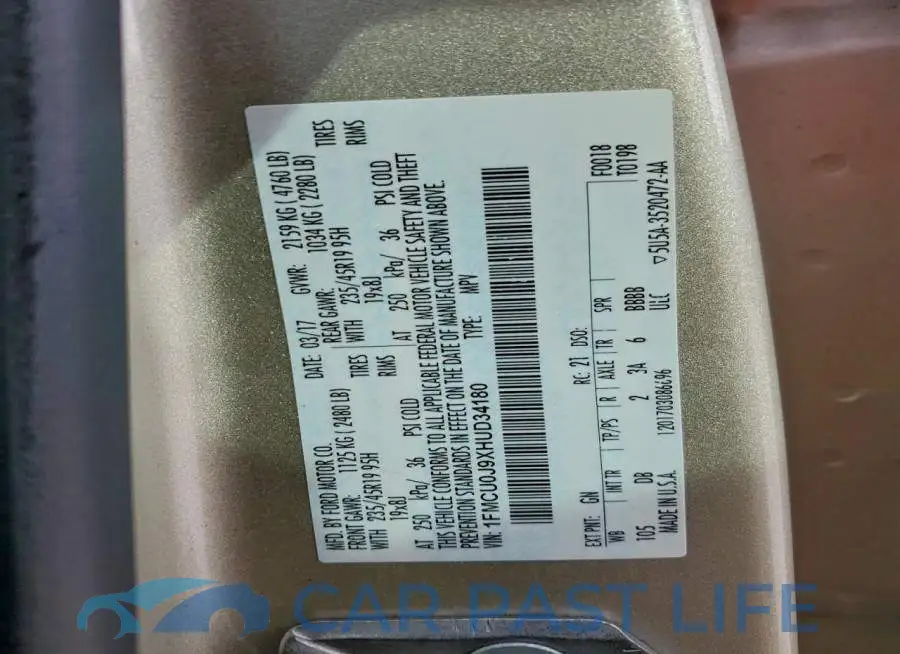 1FMCU0J9XHUD34180# 12