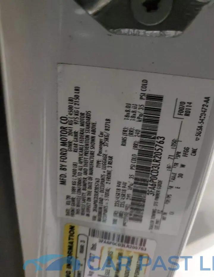 3FA6P0CD3LR205763# 12