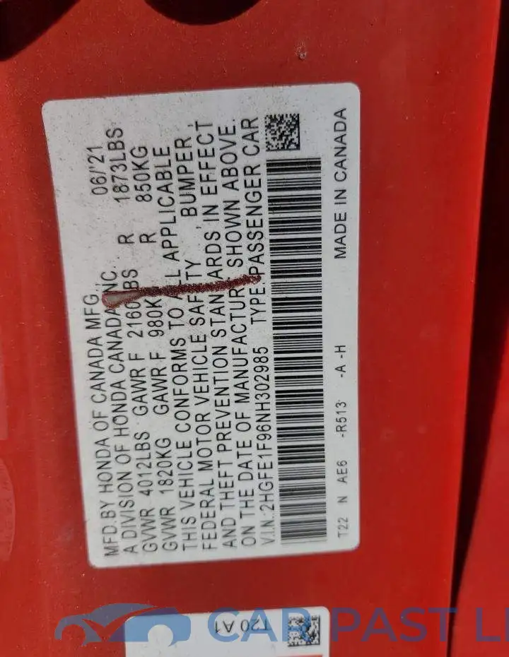 2HGFE1F96NH302985# 13