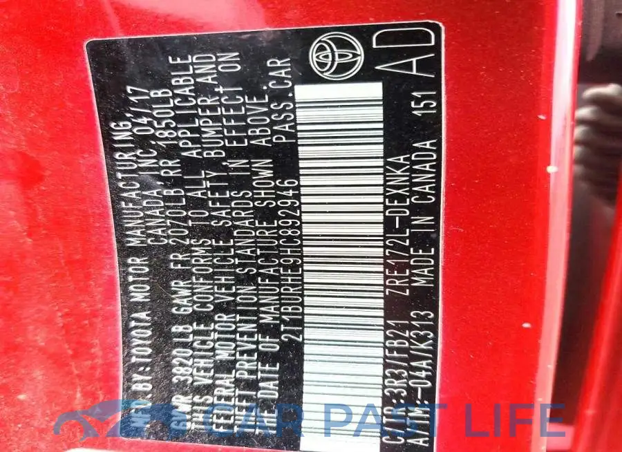 2T1BURHE9HC892946# 13