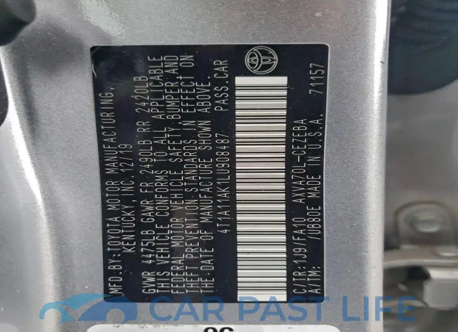 4T1A11AK1LU908487# 12