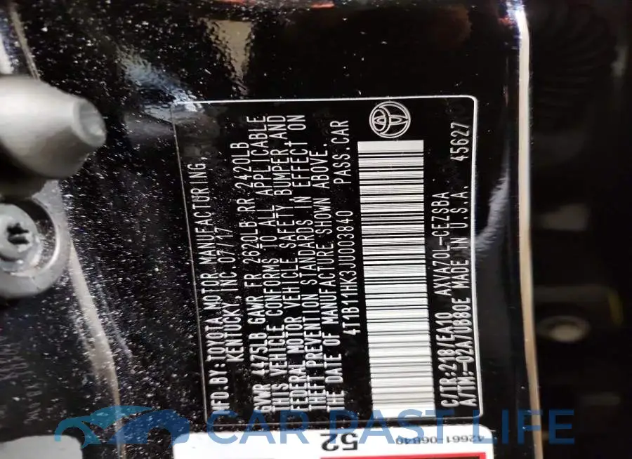 4T1B11HK3JU003840# 12