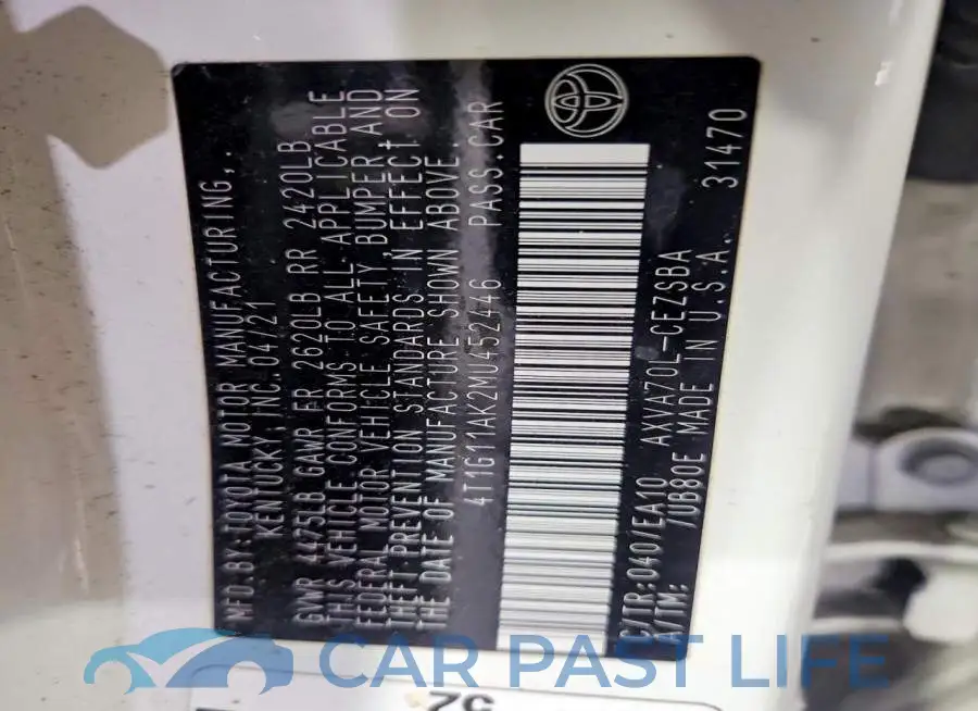 4T1G11AK2MU452446# 12
