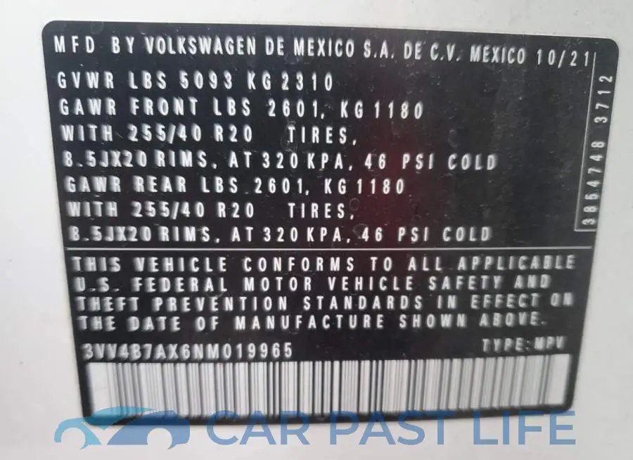 3VV4B7AX6NM019965# 14