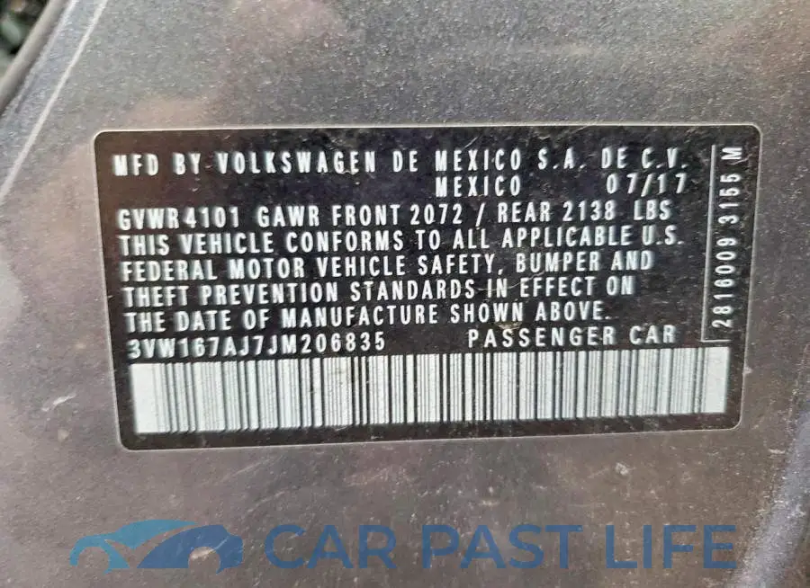 3VW167AJ7JM206835# 13