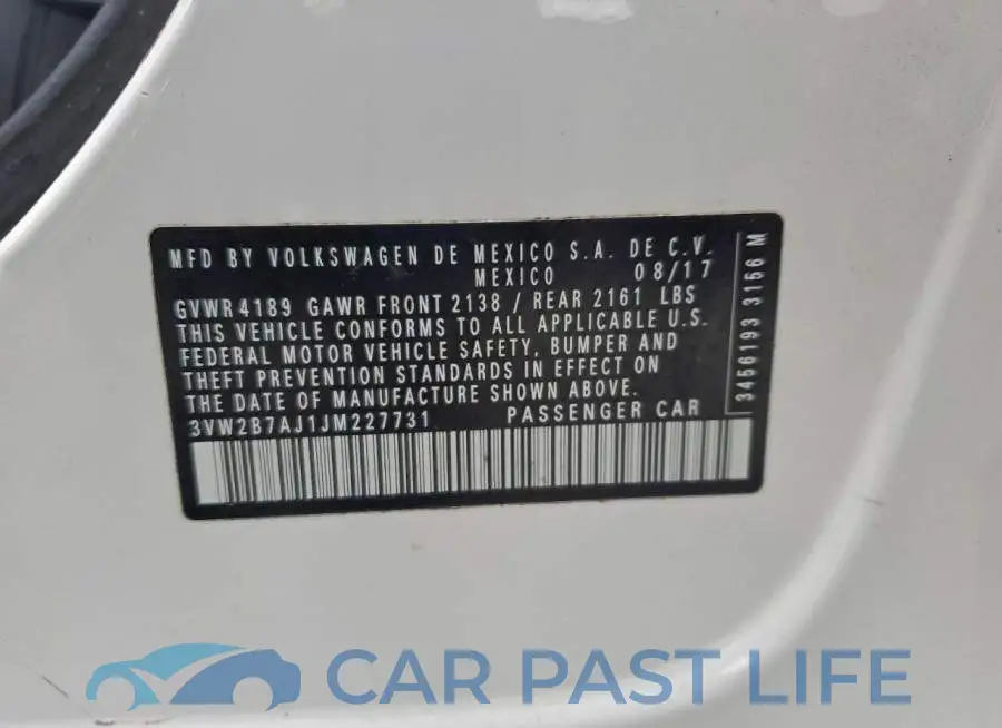 3VW2B7AJ1JM227731# 13