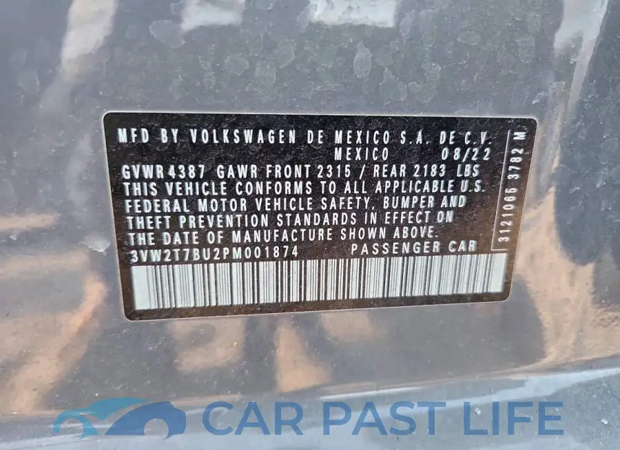 3VW2T7BU2PM001874# 12