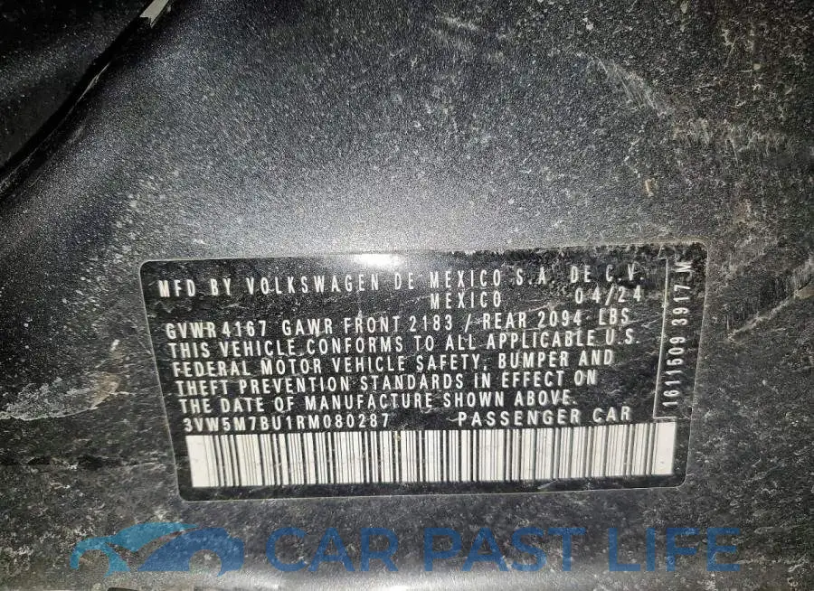 3VW5M7BU1RM080287# 12