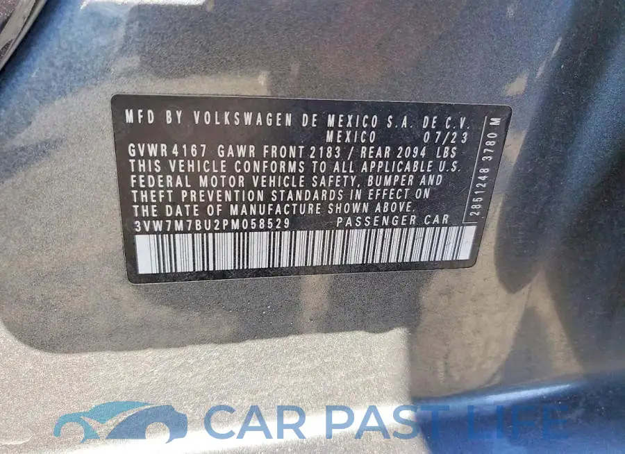 3VW7M7BU2PM058529# 12