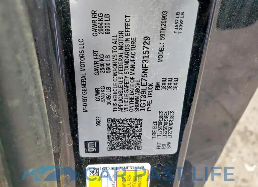 1GT39LE75NF315729# 12