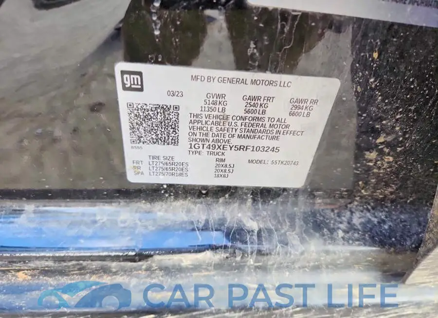 1GT49XEY5RF103245# 12