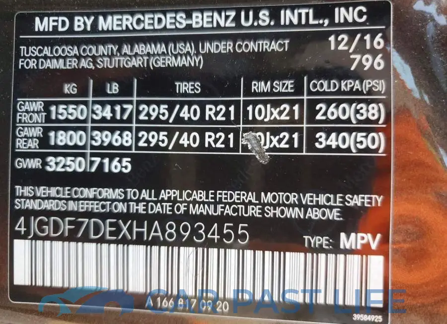 4JGDF7DEXHA893455# 13