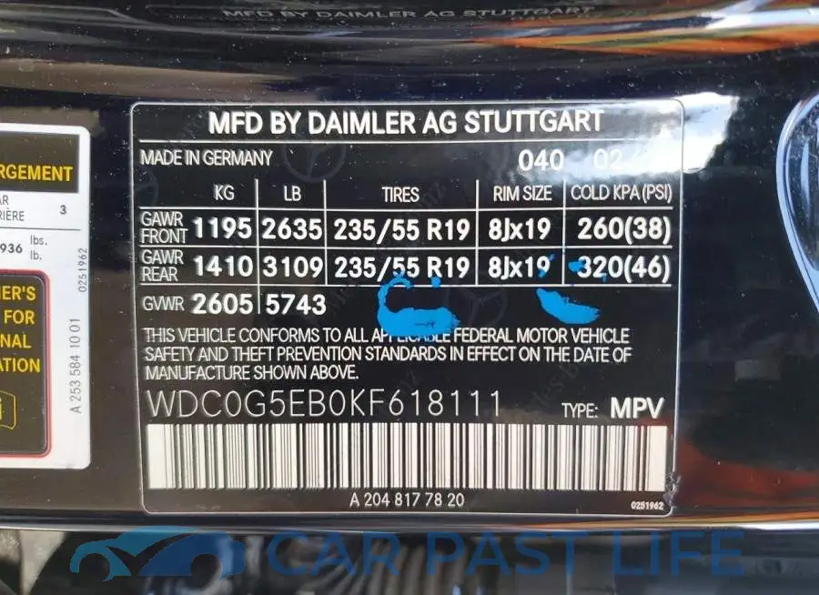 WDC0G5EB0KF618111# 13