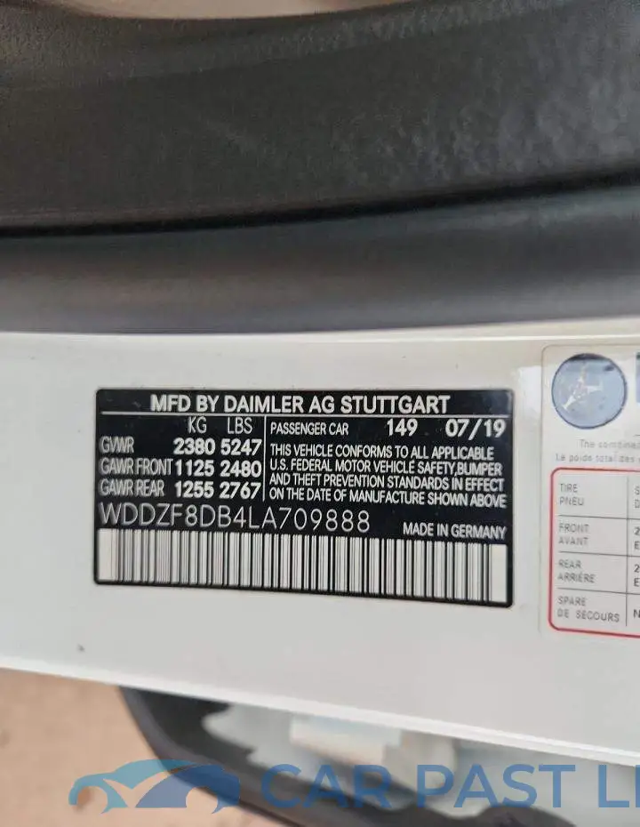 WDDZF8DB4LA709888# 12