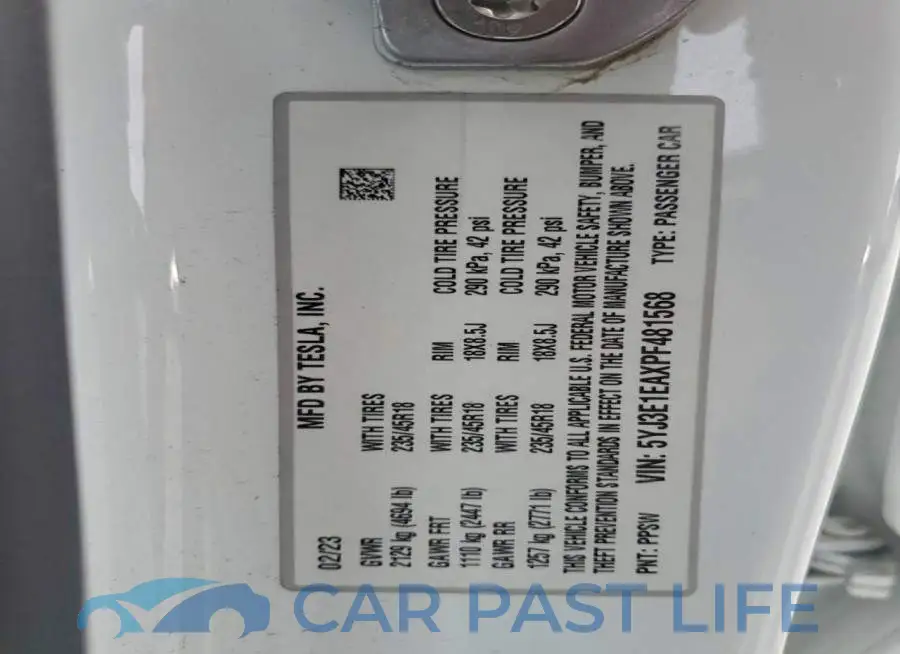 5YJ3E1EAXPF481568# 12