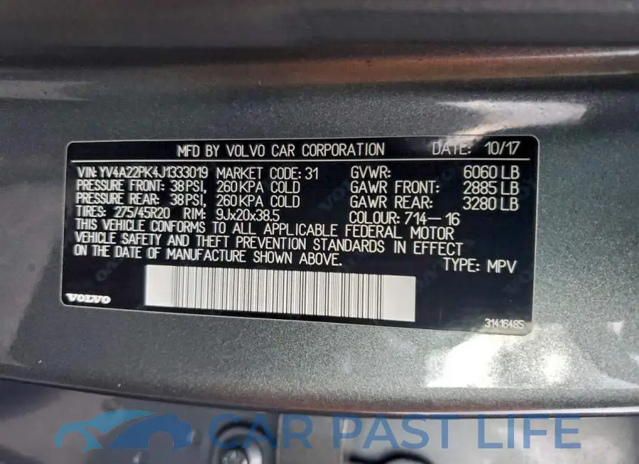 YV4A22PK4J1333019# 12