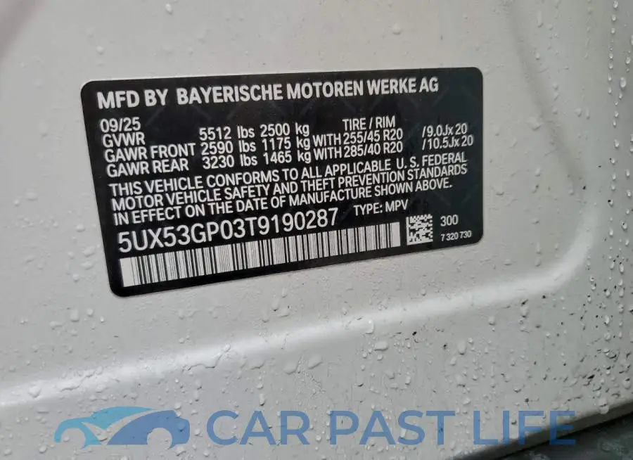 5UX53GP03T9190287# 13