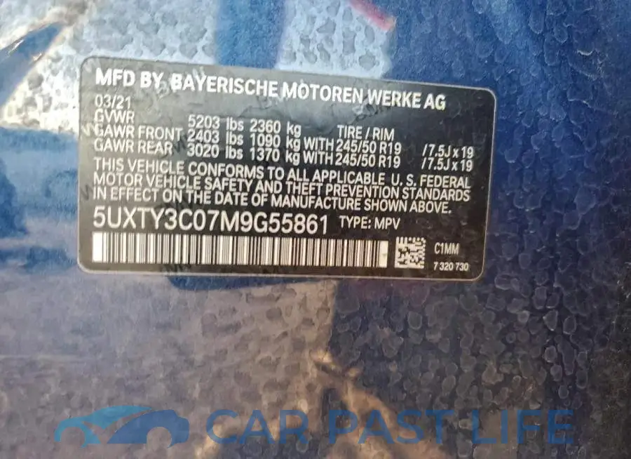 5UXTY3C07M9G55861# 13