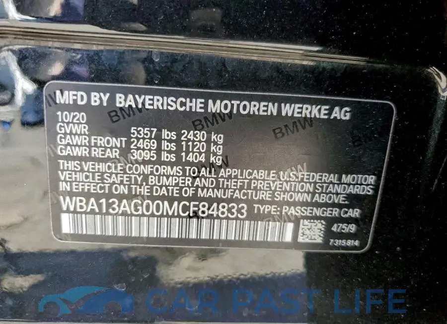 WBA13AG00MCF84833# 13
