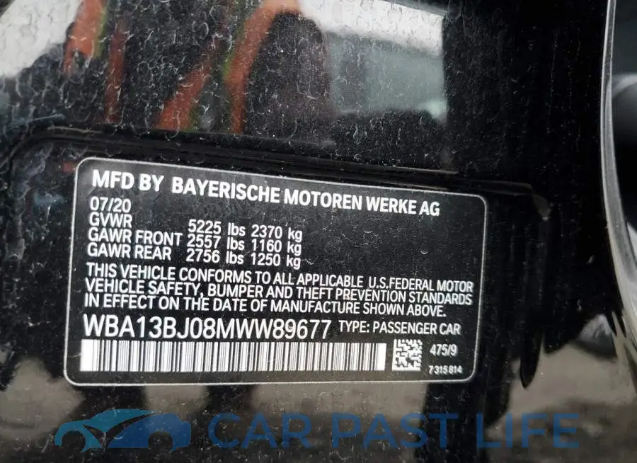 WBA13BJ08MWW89677# 12