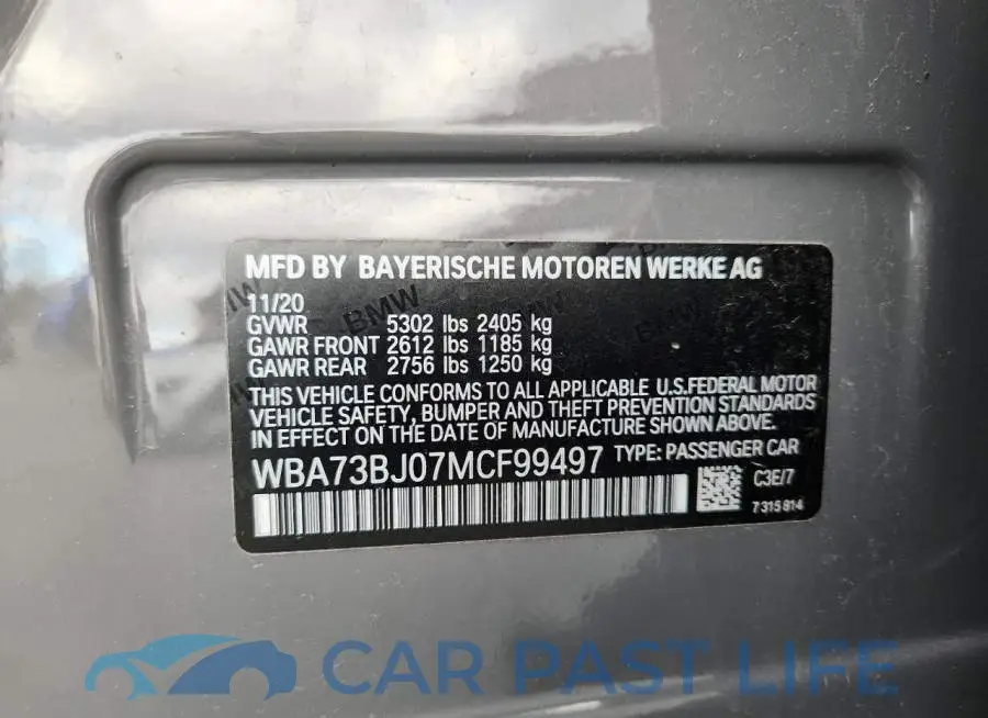 WBA73BJ07MCF99497# 12