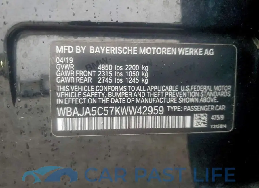WBAJA5C57KWW42959# 12