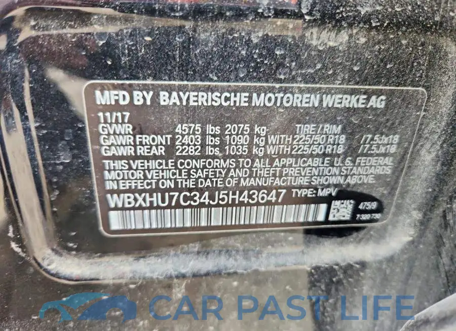 WBXHU7C34J5H43647# 14