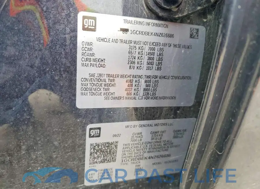 1GCRDBEK4NZ626686# 12