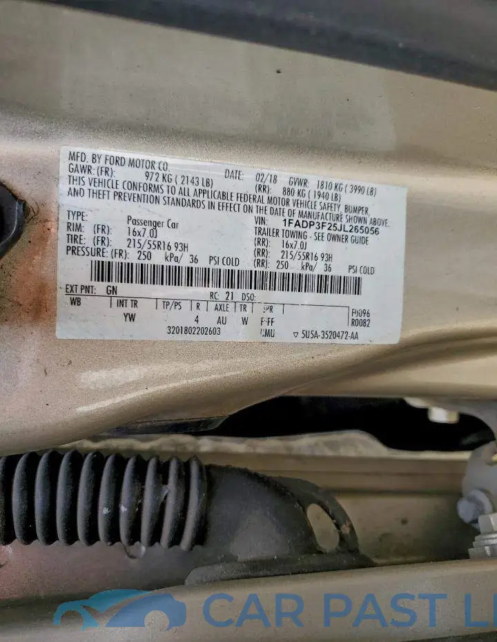 1FADP3F25JL265056# 12