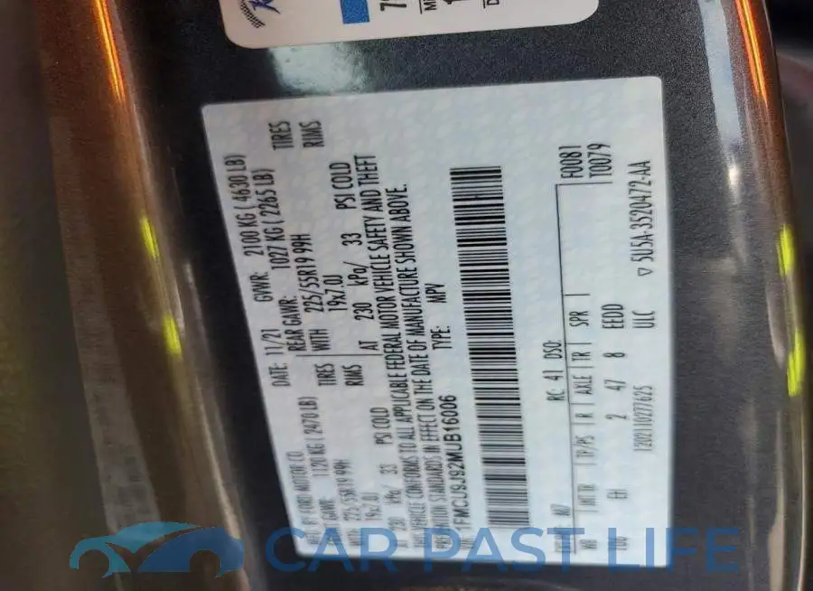 1FMCU9J92MUB16006# 12