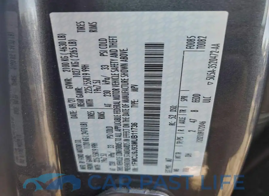 1FMCU9J93MUB11736# 13