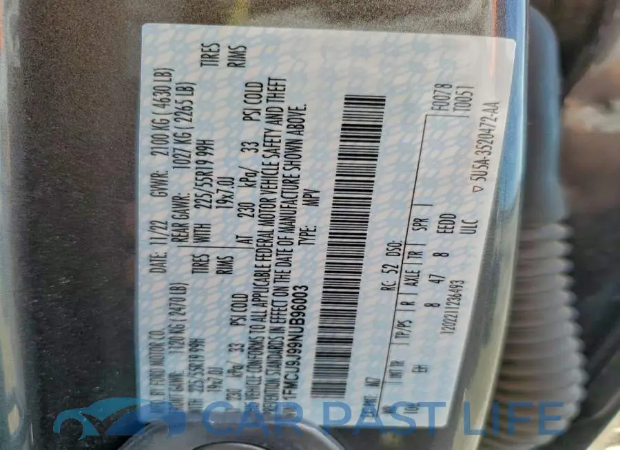 1FMCU9J99NUB96003# 12