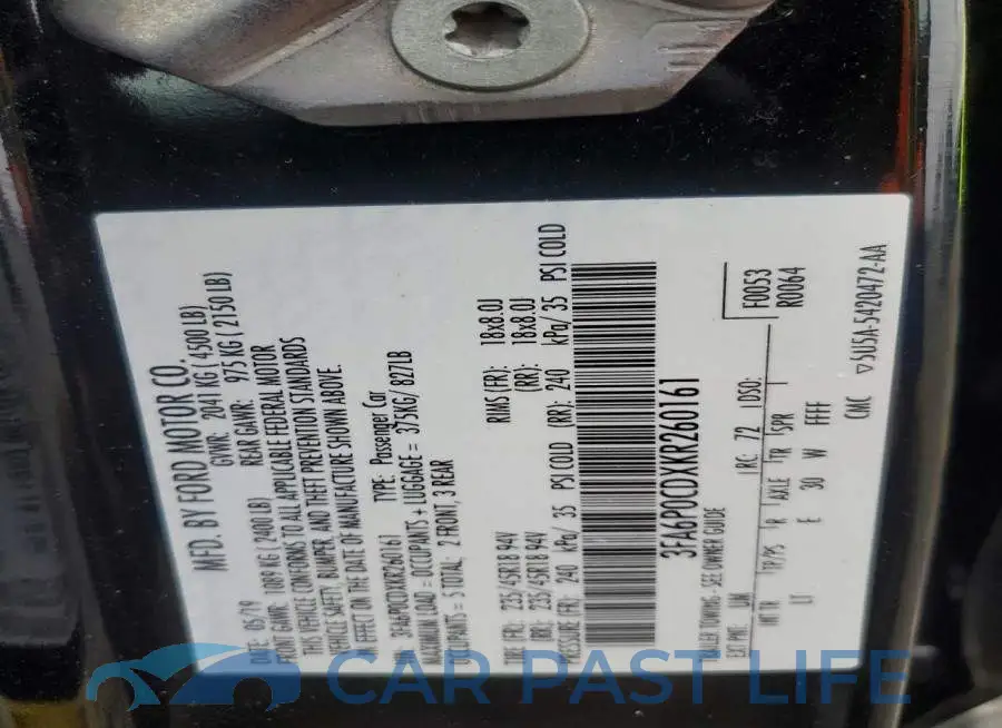 3FA6P0CDXKR260161# 12