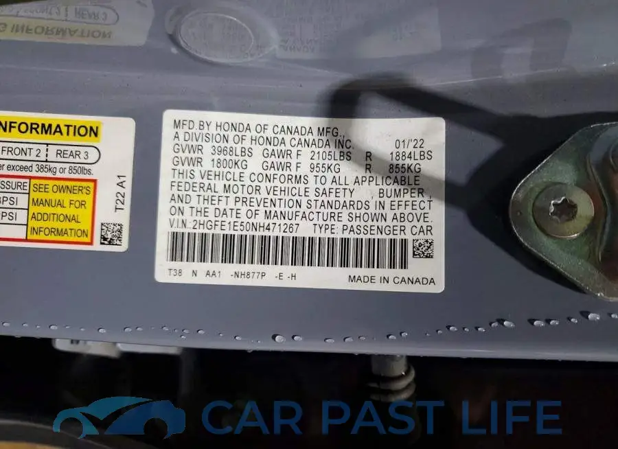2HGFE1E50NH471267# 12