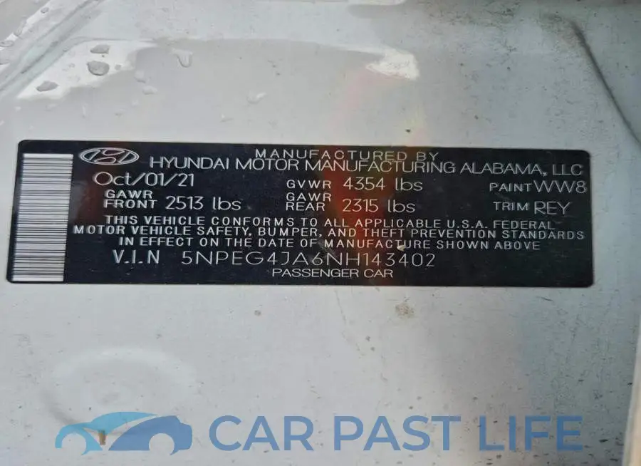 5NPEG4JA6NH143402# 12