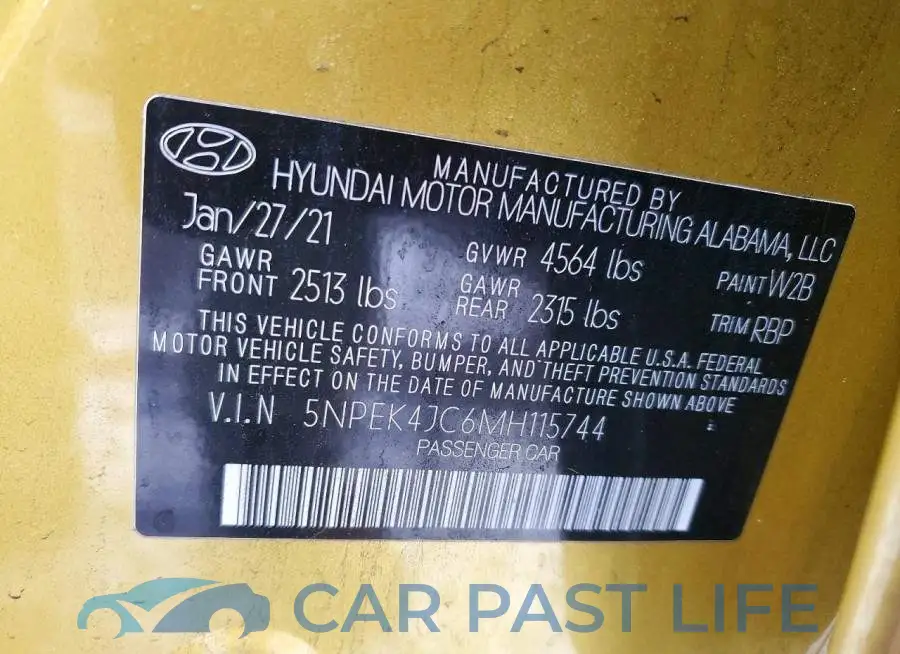 5NPEK4JC6MH115744# 12