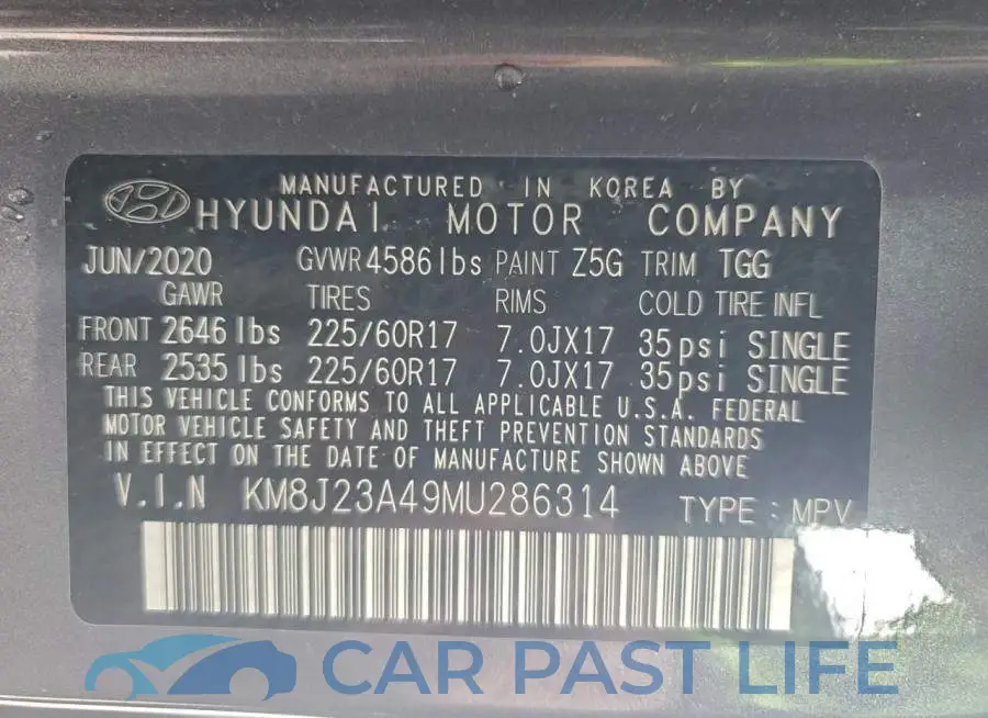 KM8J23A49MU286314# 13