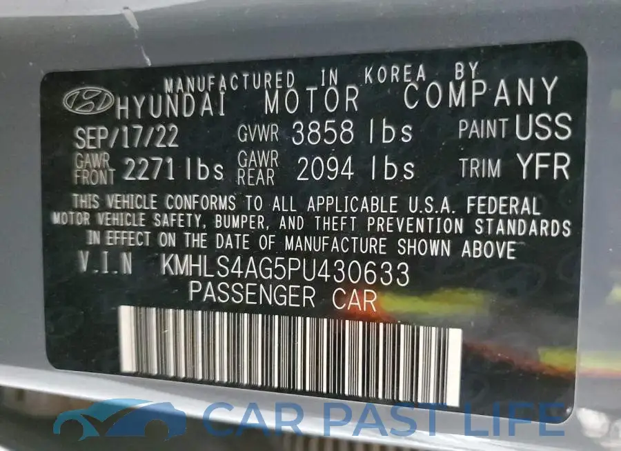 KMHLS4AG5PU430633# 12