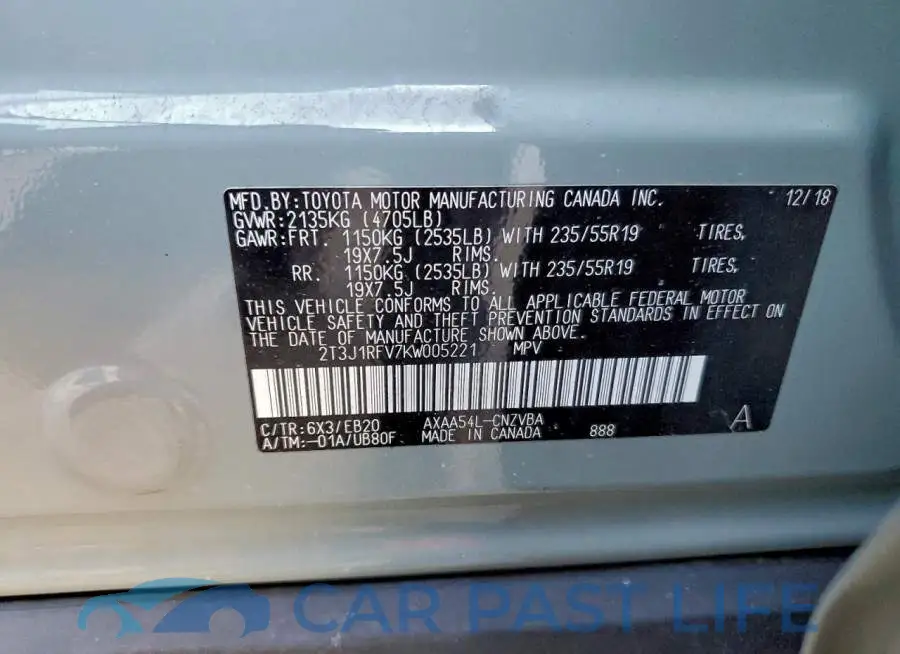 2T3J1RFV7KW005221# 13