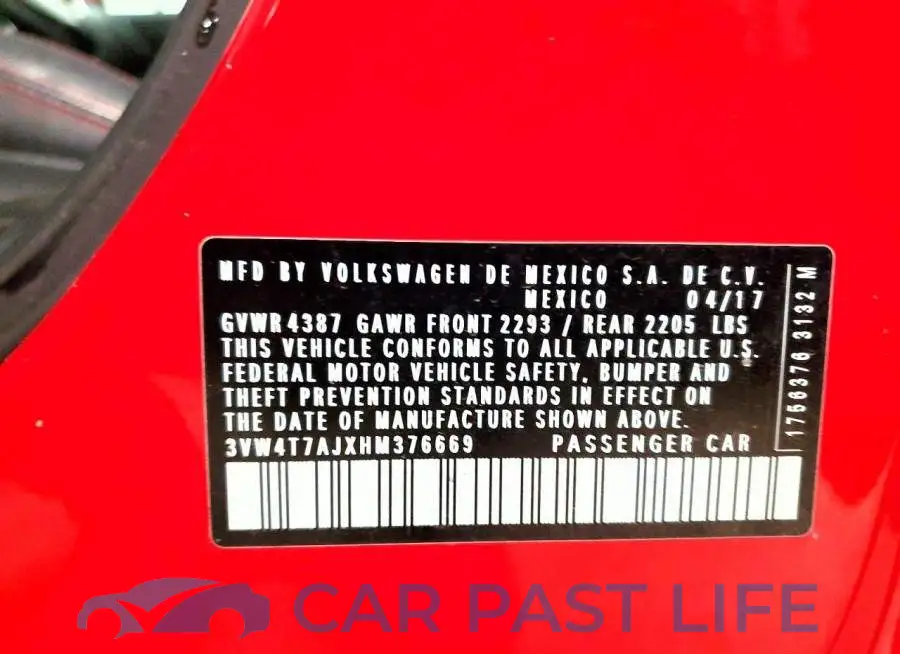 3VW4T7AJXHM376669# 12