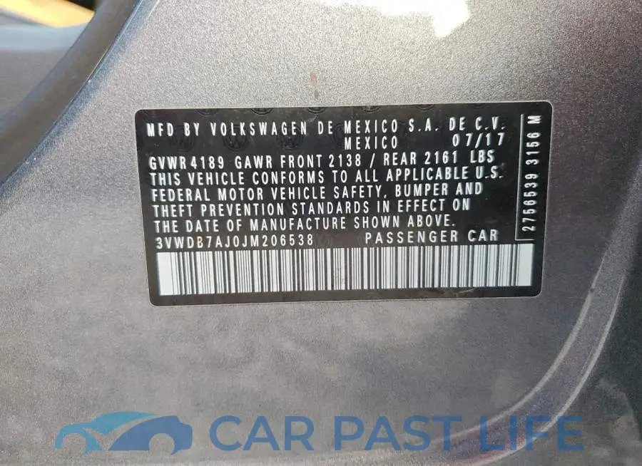 3VWDB7AJ0JM206538# 12