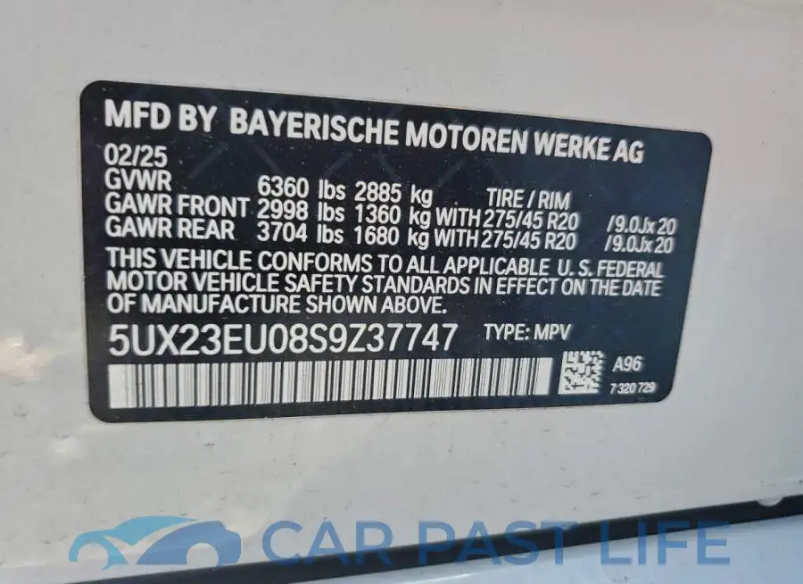 5UX23EU08S9Z37747# 12