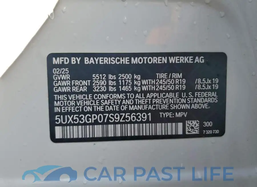 5UX53GP07S9Z56391# 12