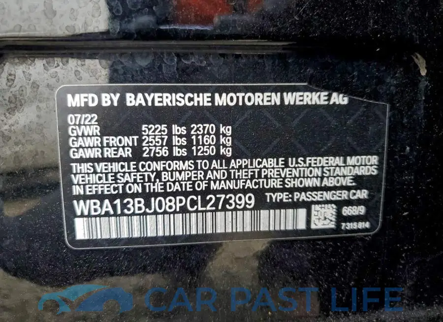 WBA13BJ08PCL27399# 12