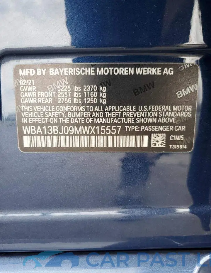 WBA13BJ09MWX15557# 12